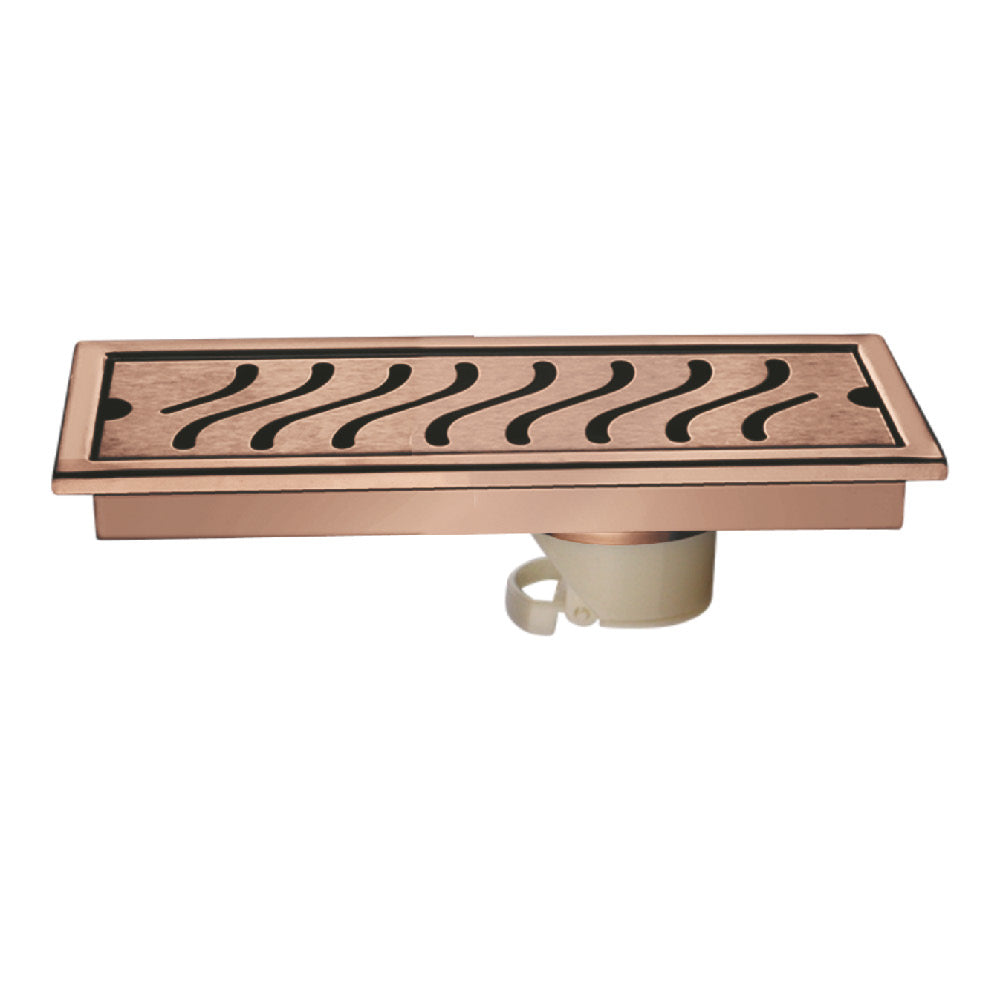 SPIRAL SHOWER CHANNEL DRAINER 18x4 (ROSE GOLD) - Radon India-- SPIRAL SHOWER CHANNEL DRAINER 18x4 (ROSE GOLD)-  Radon India